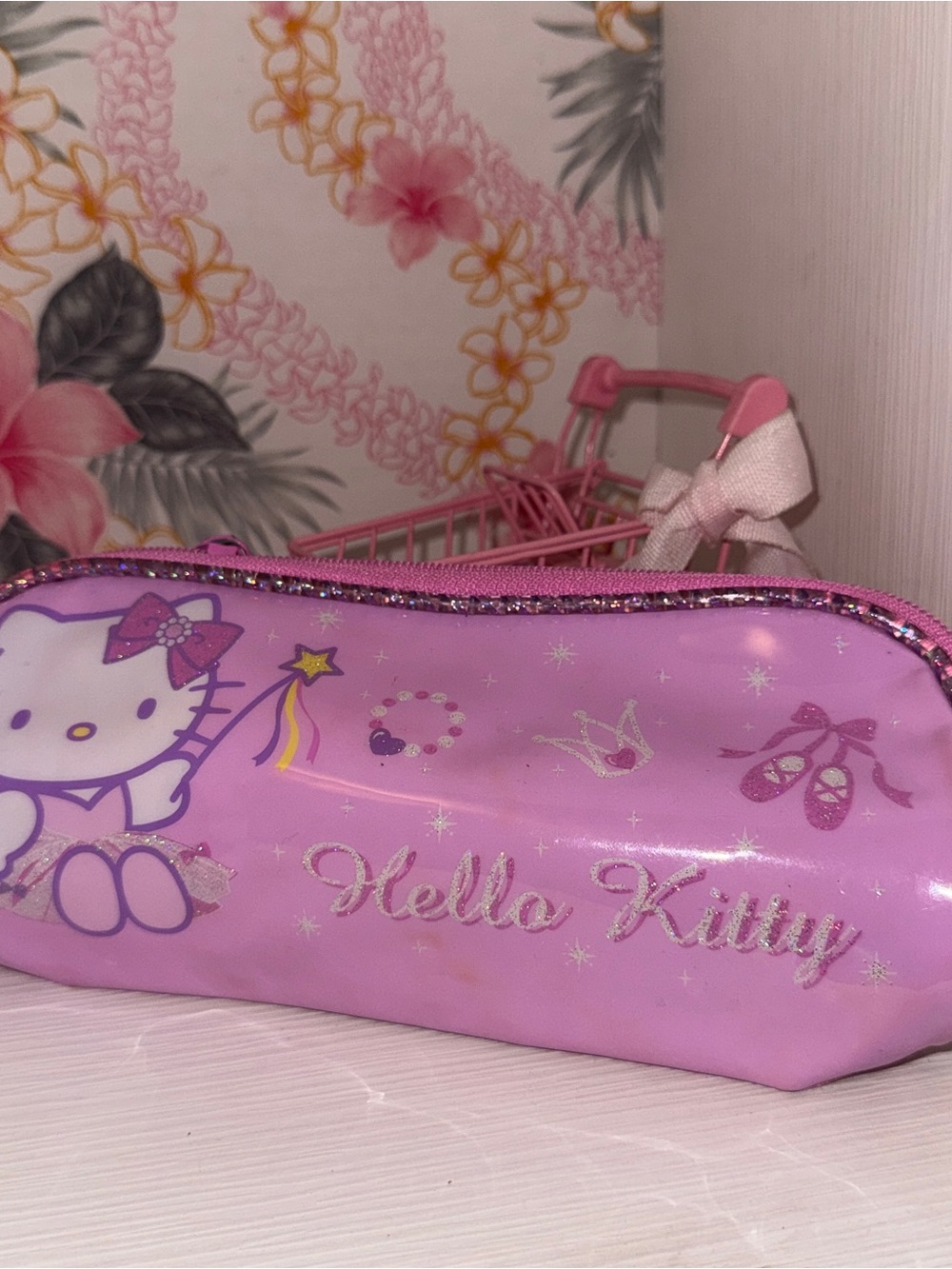 Sanrio Hello Kitty Pink Glitter Pencil Pouch